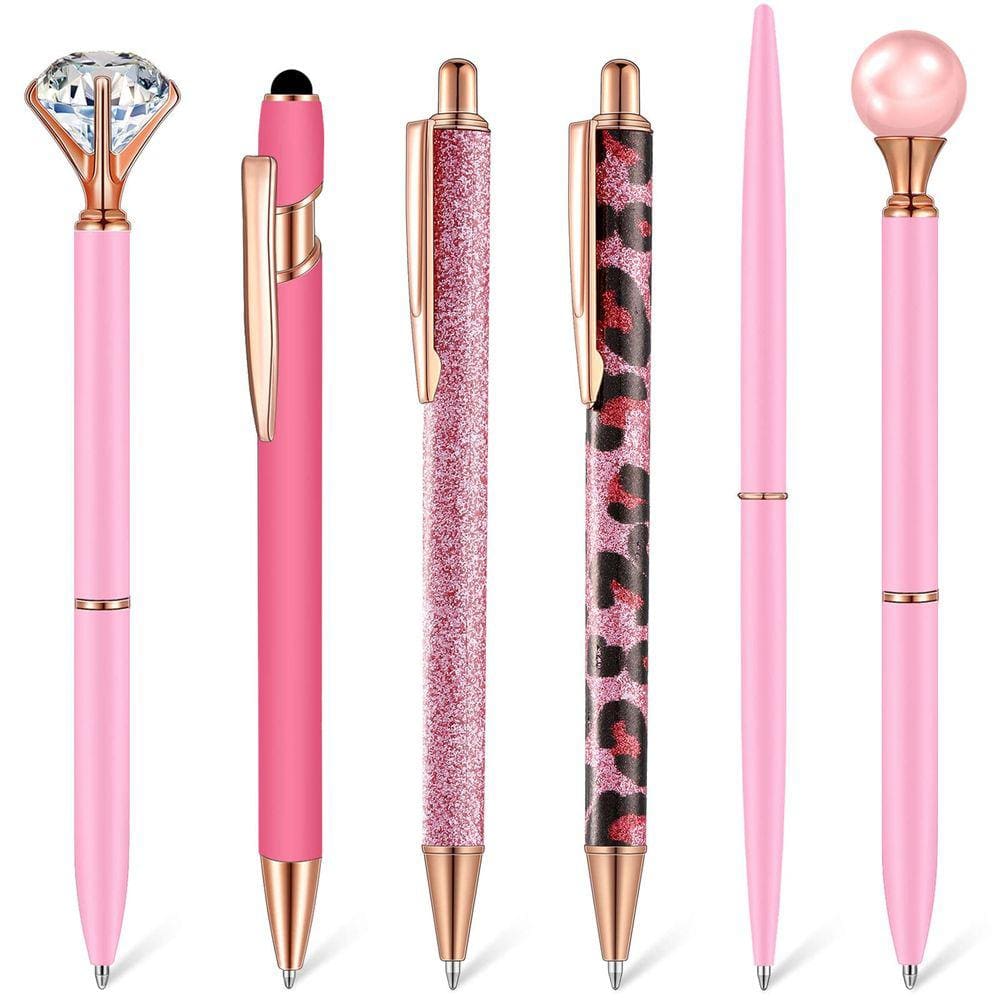 Conjunto de canetas esferográficas Qeeenar Metal Crystal Diamond, 6 unidades