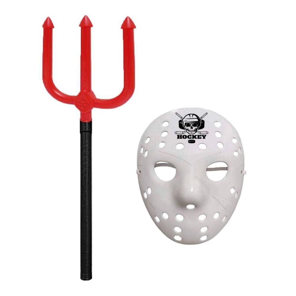 Máscara e Tridente Diabinho Halloween - Acessório