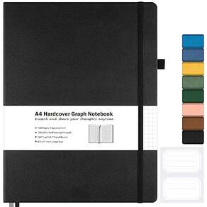 Caderno de papel gráfico MALEDEN A4 capa dura 21x29,7cm preto