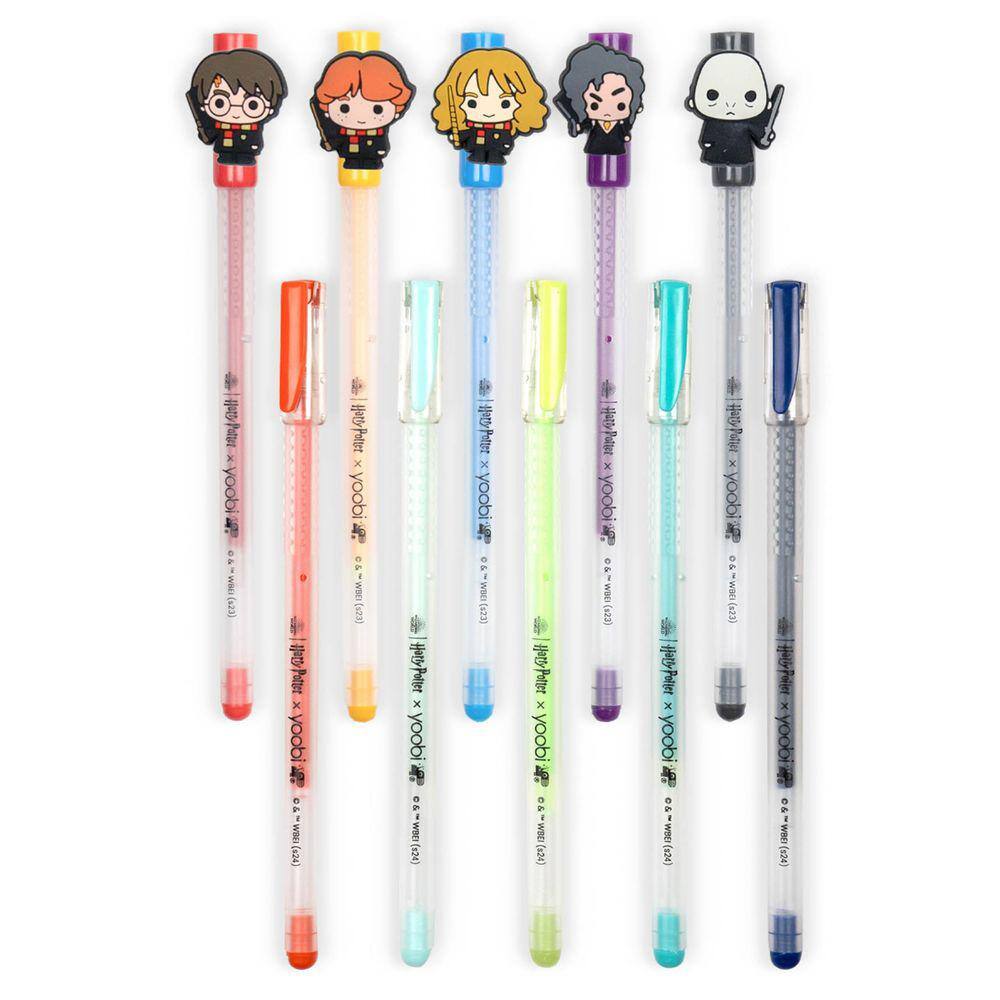 Canetas de gel Yoobi x Harry Potter, pacote com 10, tamanho de ponto de 1,0 mm