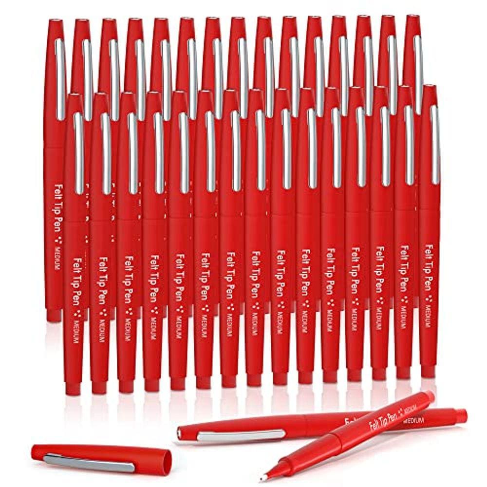 Canetas de feltro Lelix 30 vermelhas de 0,7 mm de ponta média para diário
