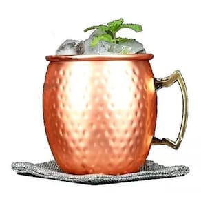 Caneca Moscow Mule 600Ml 9Cm Em Cobre Alça Dourada Kehome