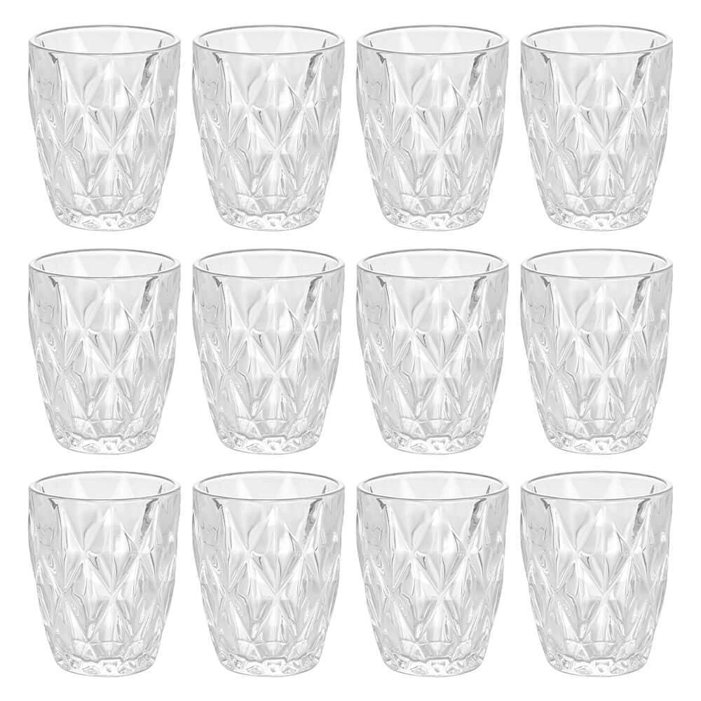 Jogo Copos Vidro Diamond Transparente 270ml 12pçs - Lyor