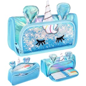 Estojo de lápis LISEVO Cute Unicorn 3D Bolsa de lápis para meninas Bl
