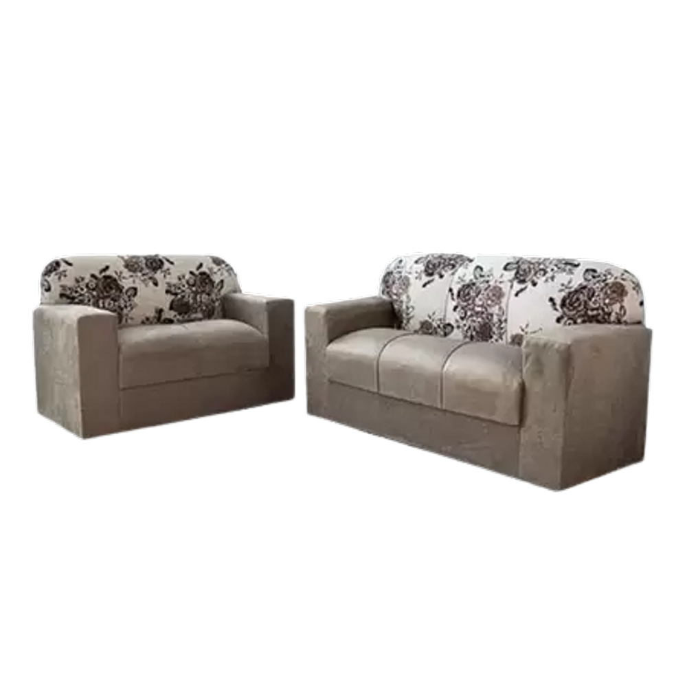 Conjunto de Sofá de 2 e 3 Lugares Bege Estampado