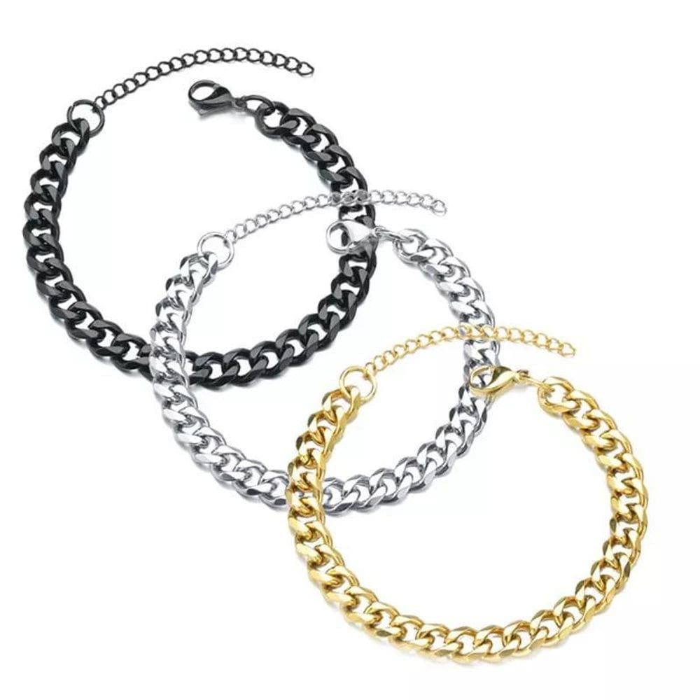 Pulseira Correntes Preta Detalhes P6325