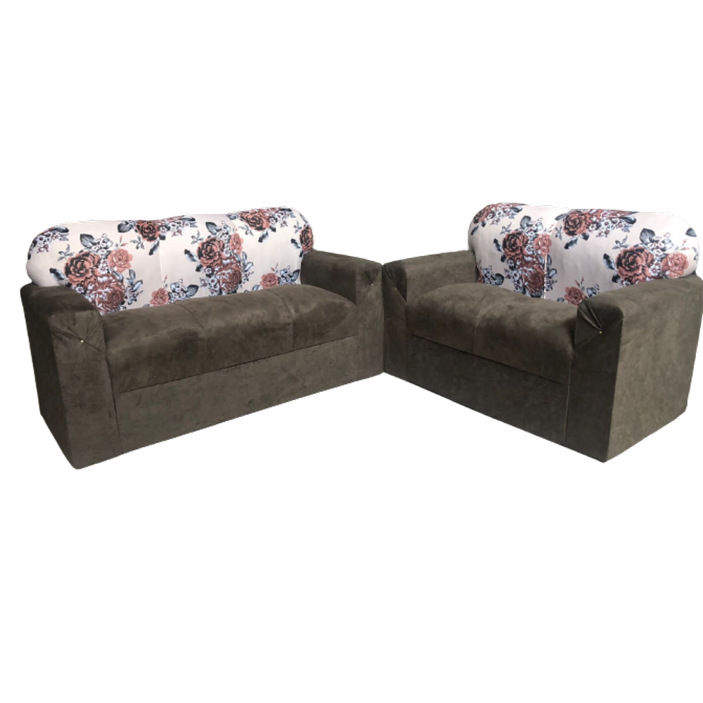 Conjunto de Sofá de 2 e 3 Lugares Marrom Estampado