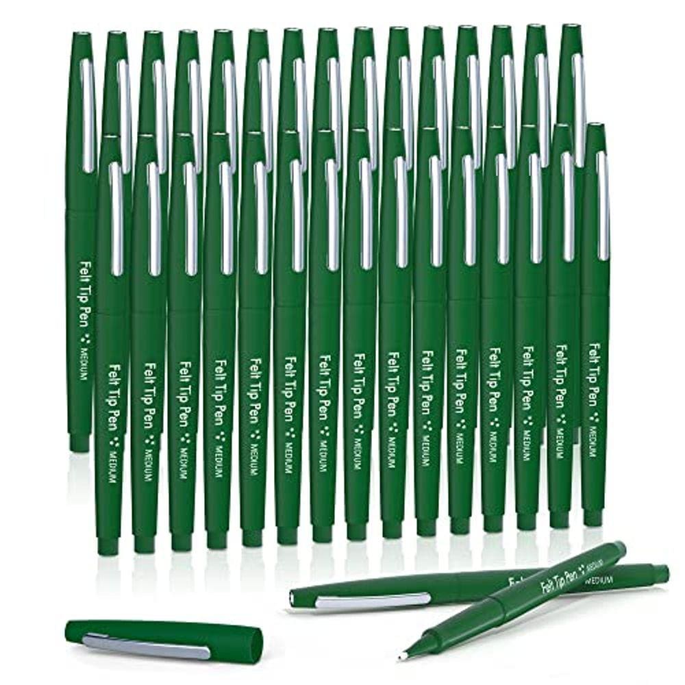 Canetas de feltro Lelix 30 verdes de 0,7 mm de ponta média para diário