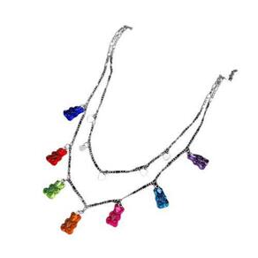 Colar Ursinho Colorido Conjunto Chocker Coração M3028