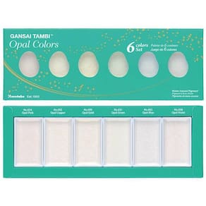 Conjunto 6 Cores Aquarela Gansai Tambi Opal Colors Kuretake