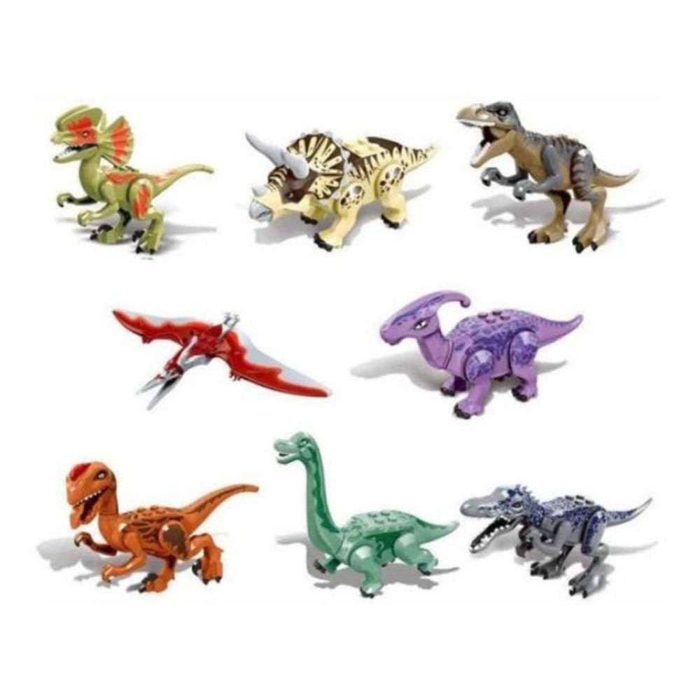 Blocos Montar Kit Jurássico T-Rex Velociraptor Dinossauros