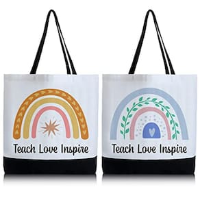 Sacola Jutom Teacher Appreciation Gift Canvas, pacote com 2
