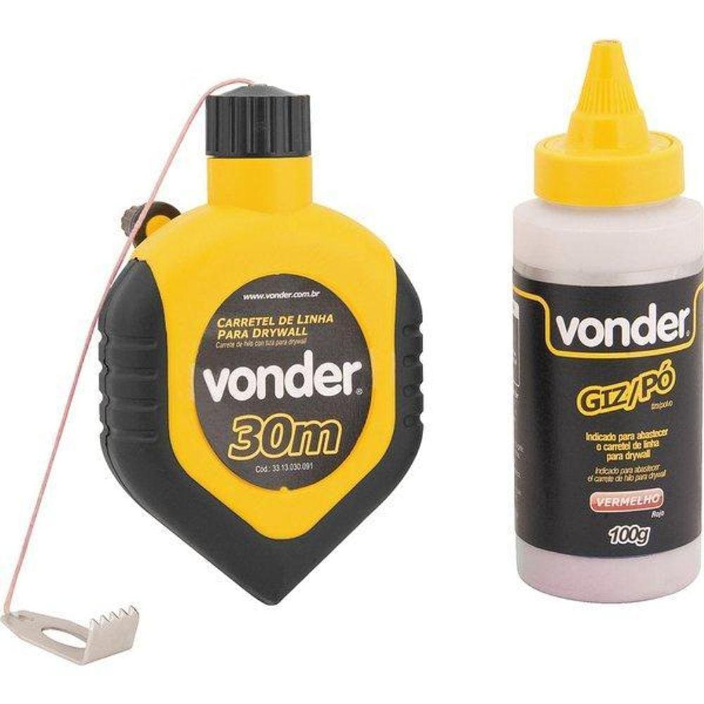 Carretel De Linha Com Giz Vermelho Para Drywall 30M Vonder