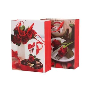 Sacola Presente Flores Vermelha Estampada 18X23X8 921Est