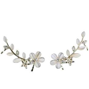 Brinco Dourado Clipe Flores Delicado Strass Brinco F5778