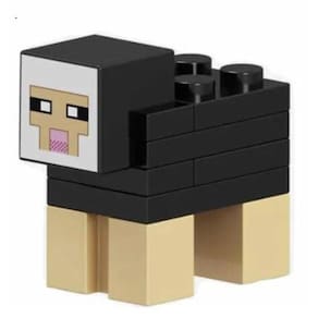 Boneco Blocos De Montar Ovelha Colorida Preta Minecraft
