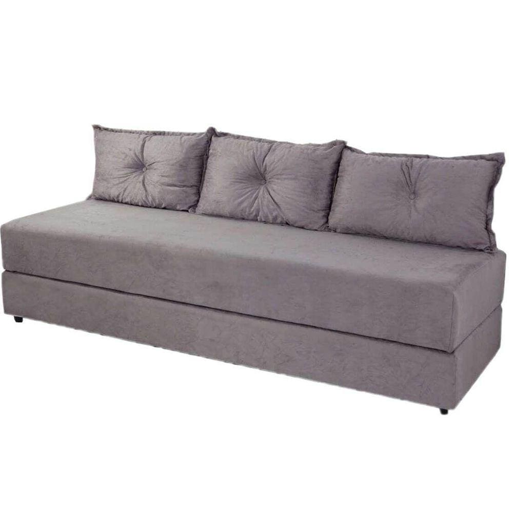 Sofá Cama Multiuso Cinza Liso
