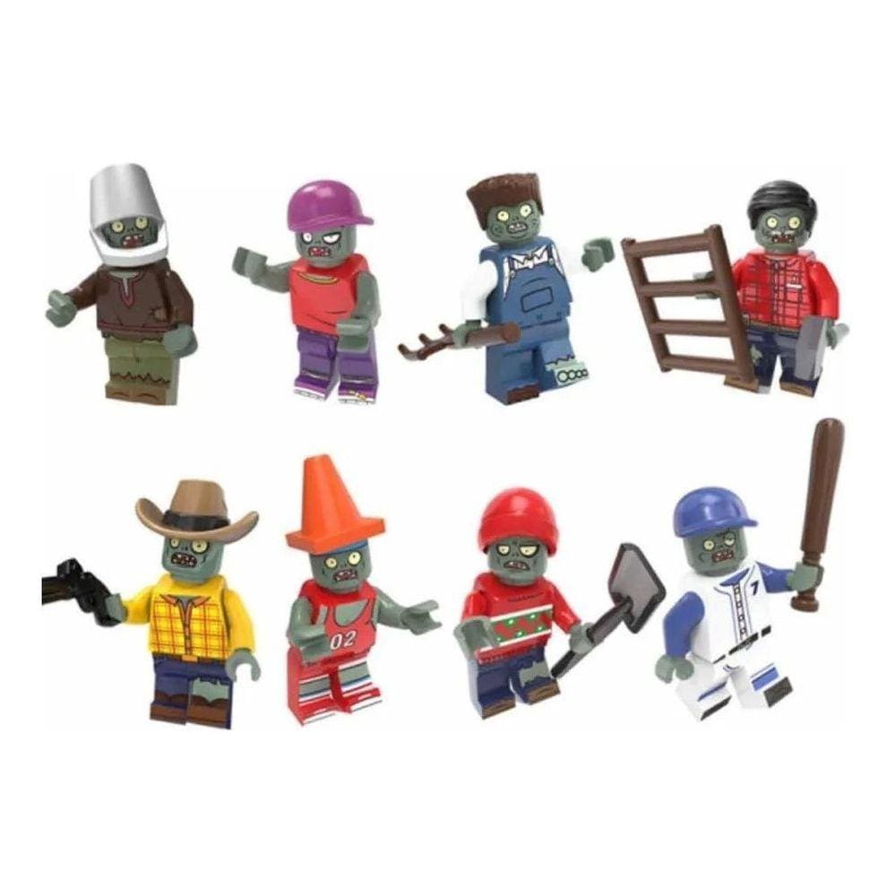 Boneco Blocos De Montar Zombies Plantas X Zumbis
