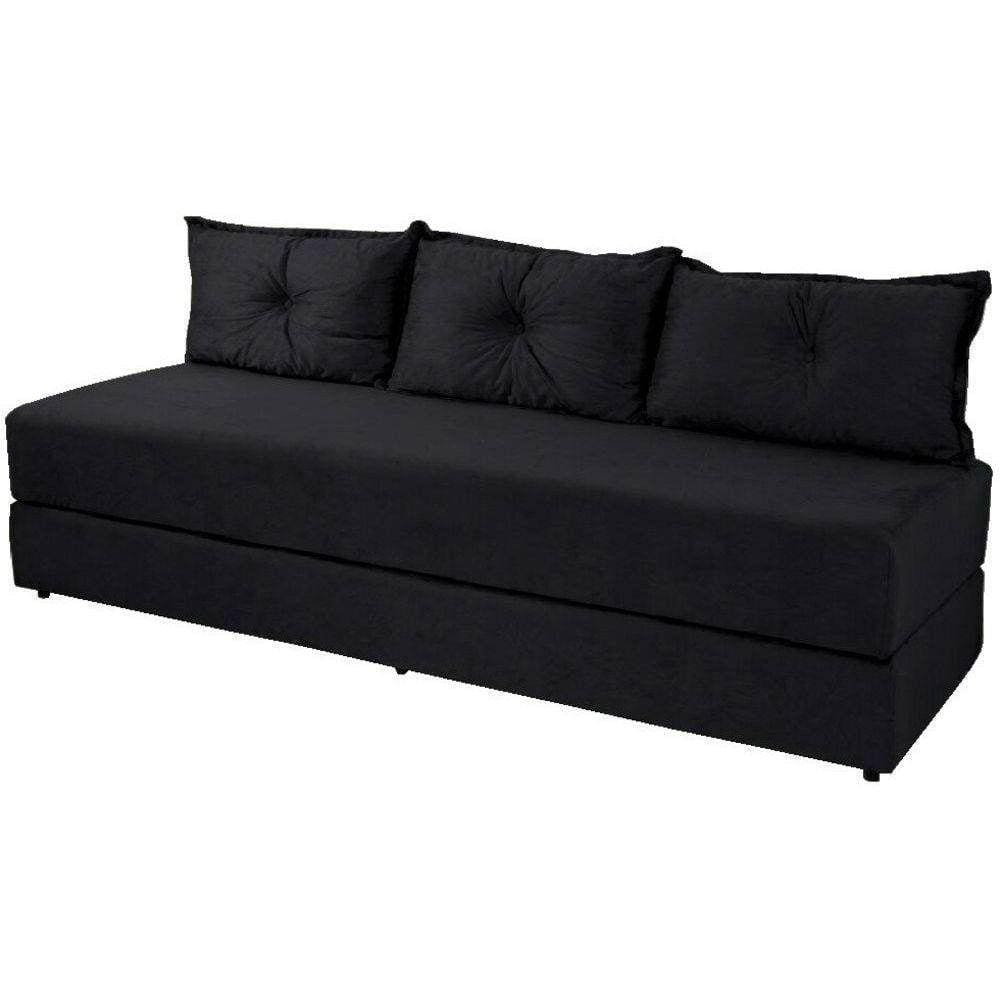 Sofá Cama Multiuso Preto Liso