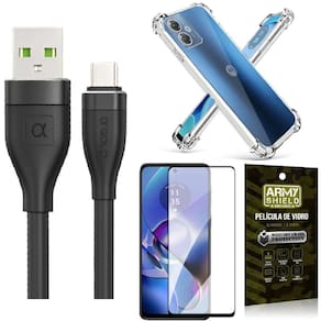 Capinha Moto G54 + Kit Cabo Tipo C 2 Metros + Película 3D