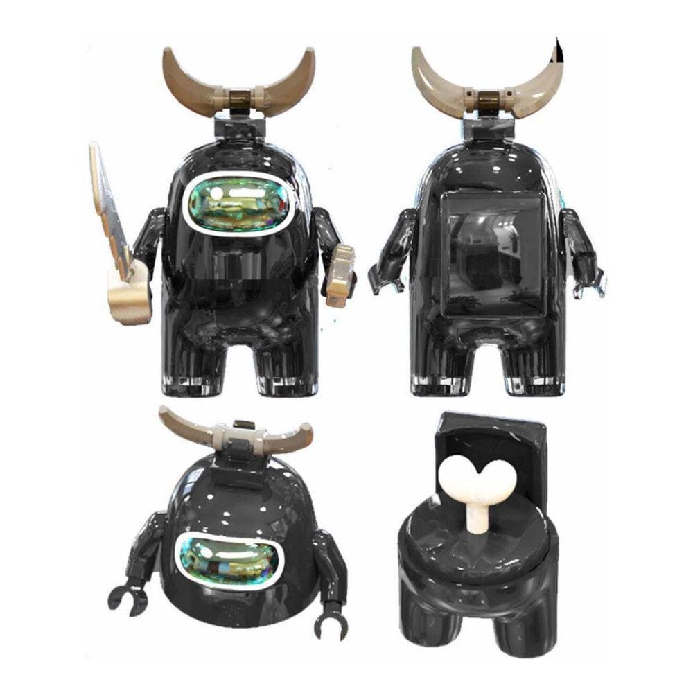 Boneco Blocos De Montar Among Of Us Skin Impostor Preto