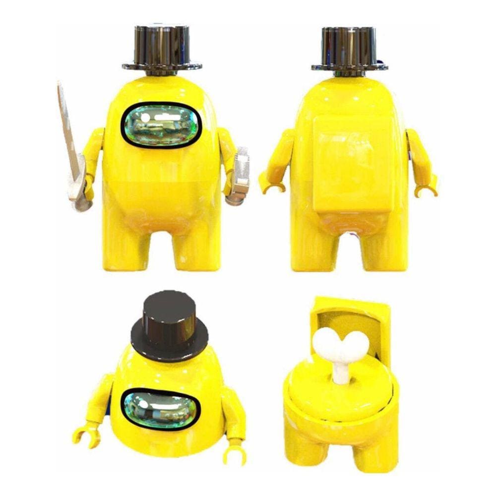Boneco Blocos De Montar Among Of Us Skin Impostor Amarelo