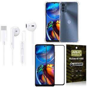 Capinha Moto E32 + Fone De Ouvido Tipo C + Película 3D