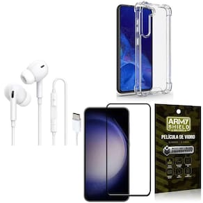 Capinha Samsung S23 Fe + Fone Tipo C Intra + Película 3D