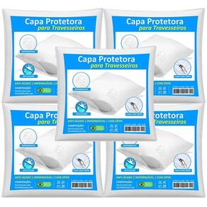 Kit 5 Capas Travesseiro Impermeável 50x70cm Branca
