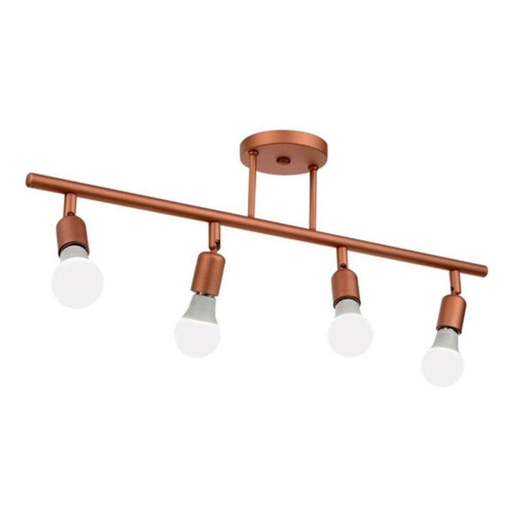 Trilho Spot Para 4 Lâmpadas Sobrepor Direcionável E-27 Cobre