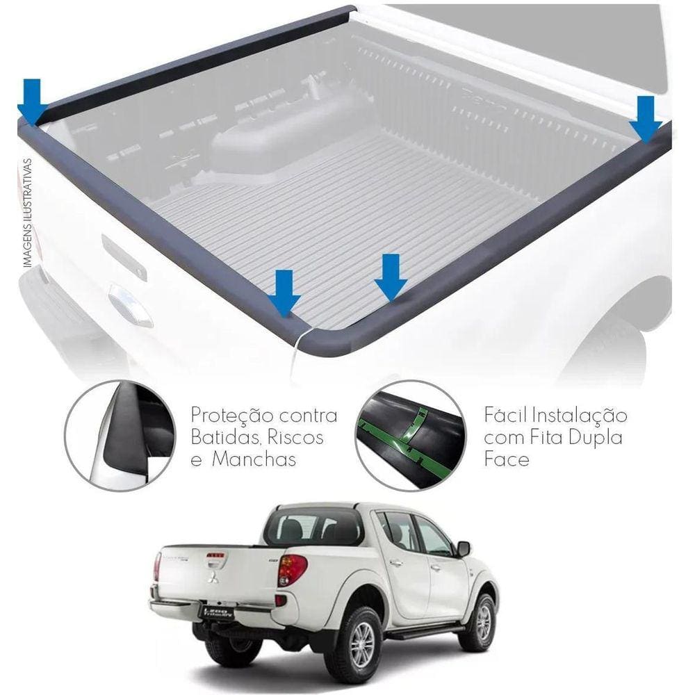 Protetor Borda Curva Lateral + Tampa L200 Triton Hpe Preto