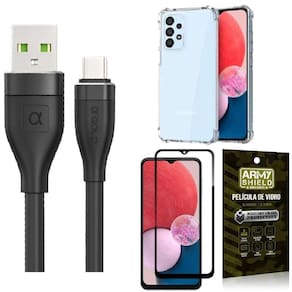 Capinha Samsung A13 4G + Cabo Tipo C 2 Metros + Película 3D