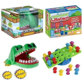 Kit Jogo Crocodilo Croc Croc Morde Dedo + Jogo Gangorra Do