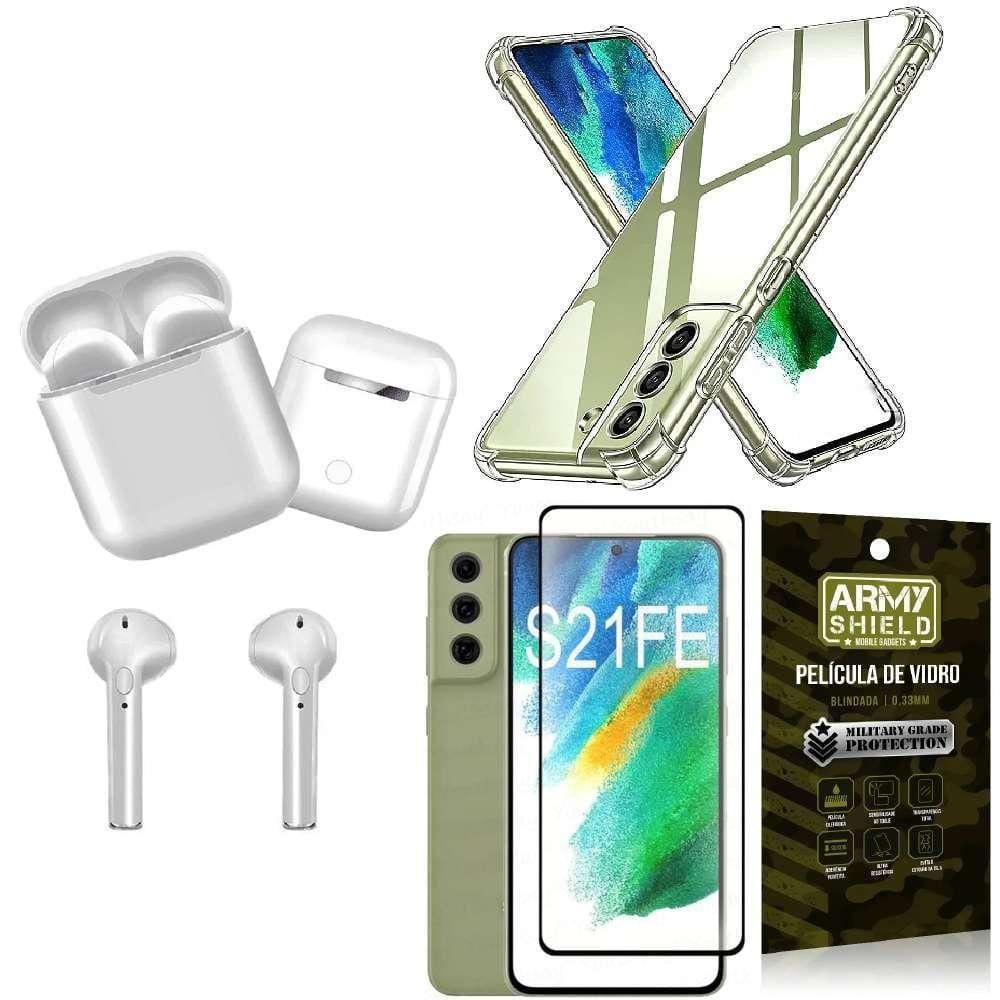 Caa Samsung S21 Fe + Fone De Ouvido Bluetooth + Película 3D