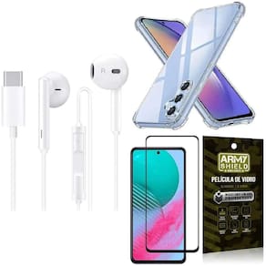 Capinha Samsung M54 + Fone De Ouvido Tipo C + Película 3D