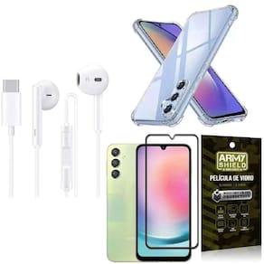 Capinha Samsung A24 + Fone De Ouvido Tipo C + Película 3D