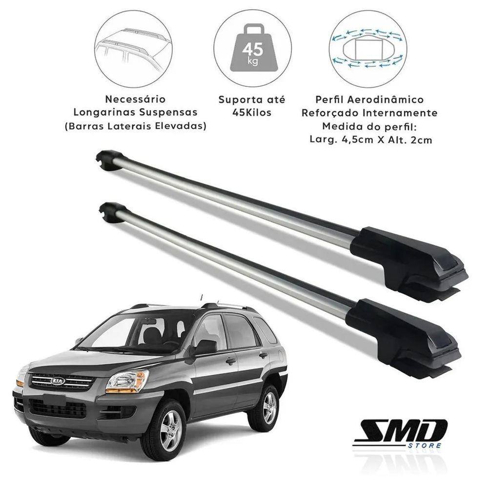 Rack Travessa Teto Prata Aluminio Kia Sportage 2004 A 2009
