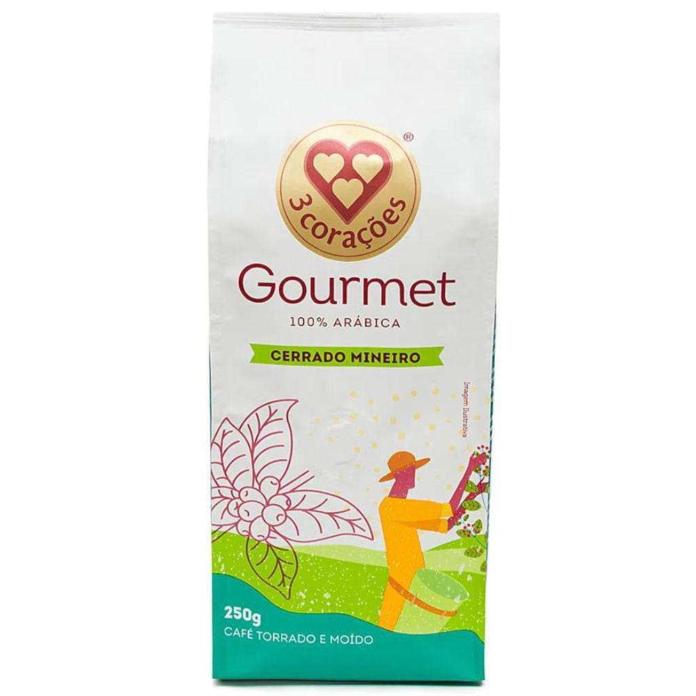 Café 3 Corações Torrado E Moído Cerrado Mineiro Gourmet 250G