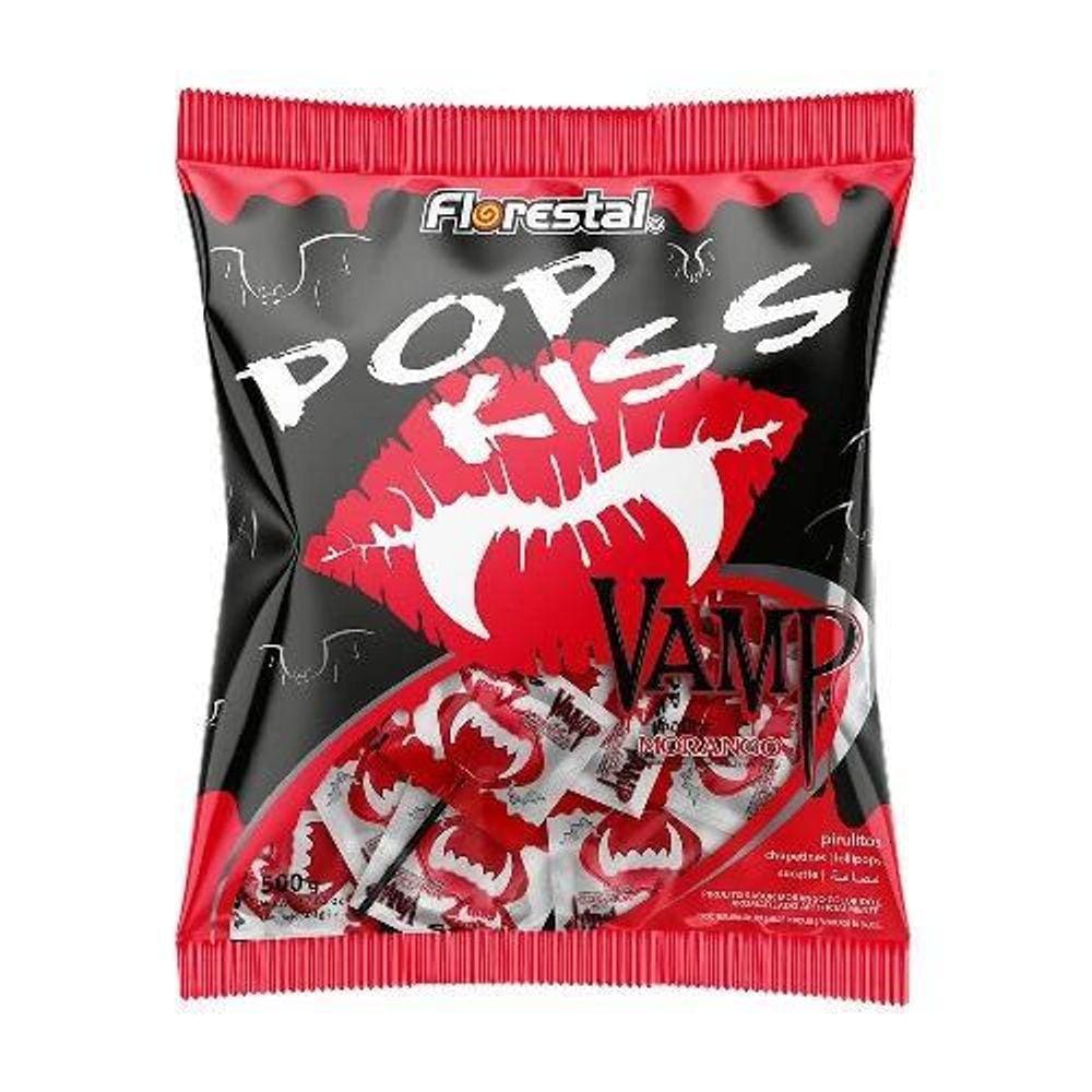 Pirulito Pop Kiss Vamp Sabor Morango 500G Florestal
