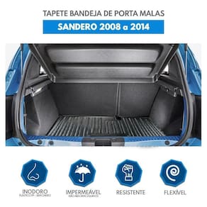 Tapete Bandeja Porta Malas Renault Sandero 2007 A 2014 Preto