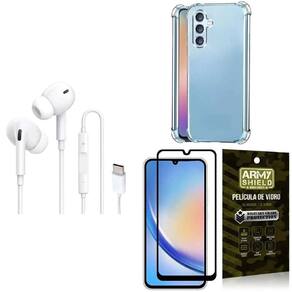 Capinha Samsung A34 + Fone Tipo C Intra + Película 3D