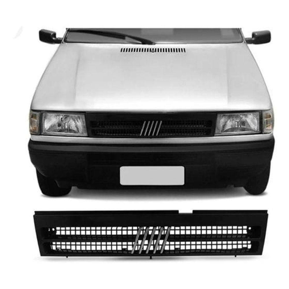 Grade Radiador Uno Elba Fiorino Preta + Emblema 1991 A 1999