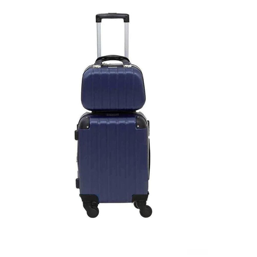 Mala De Bordo 10Kg + Frasqueira Viagem Rodinhas 360 Abs
