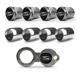 Tampa Bico Valvula Pneu Roda Metal Inox Antifurto Ford Black