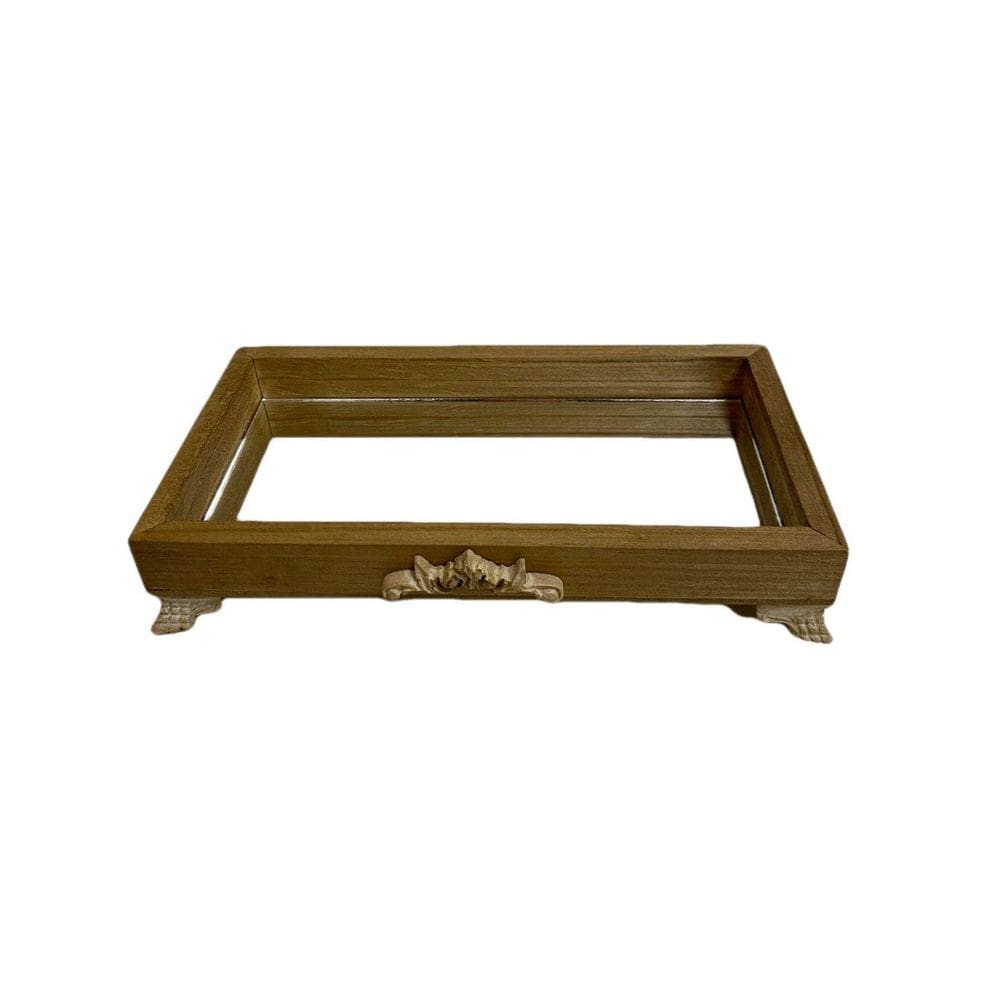 Bandeja Espelhada Em Madeira Rustica