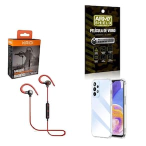 Capinha Samsung A23 5G Fone Bluetooth E Película De Vidro 3D