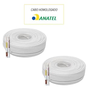 Kit 2 Cabos Coaxial 50M Câmeras-Homologado Anatel 80%-4Mm