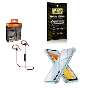 Kit Capinha Samsung M14 6.6 Fone Esportivo E Película 3D