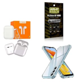 Kit Capinha Samsung M14 6.6 + Fone Bluetooth + Película 3D