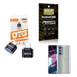Kit Usb Para Tipo C + Capa Motorola Edge30 Pro + Película 3D